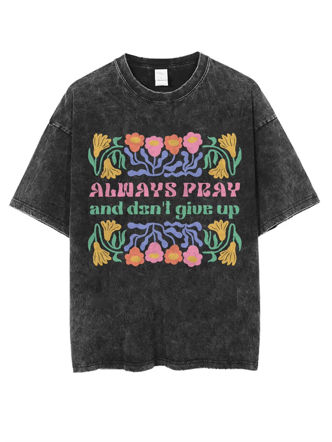 Best-Selling Comfortable Round-Neck Washed T-Shirt for Women Men Loose Fit Black Halloween Print Winter Casual Style