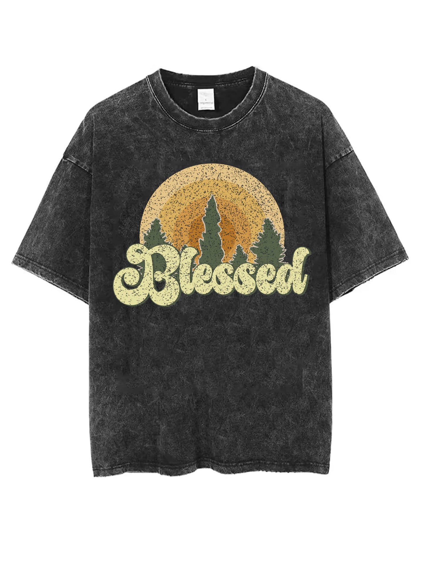 Best-Selling Comfortable Round-Neck Washed T-Shirt for Women Men Loose Fit Black Halloween Print Winter Casual Style